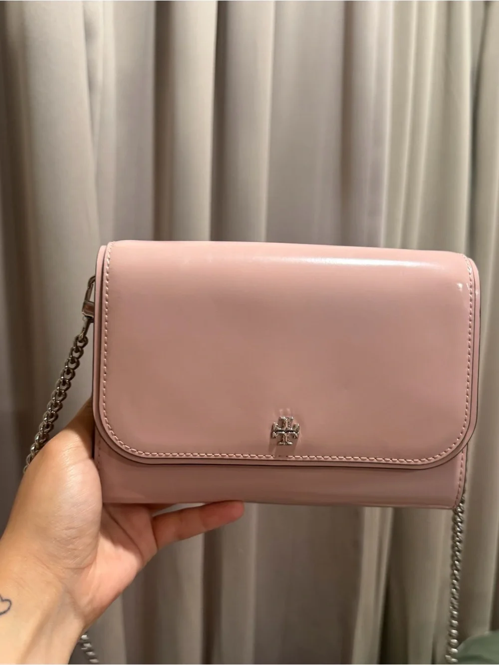 Tory Burch Blush Pink Leather Chain Crossbody
